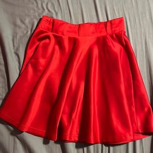 Red flare skirt